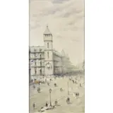 Andre Gisson, Parisian Street Scene With Figures, Oil on canvas