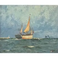 Kurt Peiser, A Ketch off the Coast, Oil on canvas