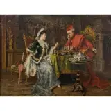 Giusseppe Castiglione, The Chess Match, Oil on canvas