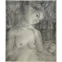 Paul Delvaux, Le Diademe (The Tiara), 1981, Soft ground etching