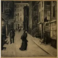 Glenn O. Coleman, Minetta Lane, Lithograph on paper