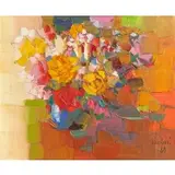 Nicola Simbari, Summer Flowers, 1968, Oil on canvas