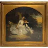 Parent, Portrait of a Brother and Sister, 1845, Oil on canvas laid to board in a shaped spandrel