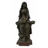 Paul Eugène Mengin, Untitled, Large bronze sculpture of a mandolin player on a revolving rouge marble base