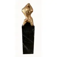 Manuel Carbonell, Base 3" h x 15" x 8", Large gilt bronze torso on base