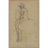 Rider on a Horse by Hubert-François Gravelot, , Black chalk on paper, sold Mar 2025