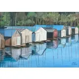 Columbus Knox, Boat Houses, Mixed media