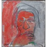 James Lechay, Head with Hand and Gray Hair, oil on canvas laid to board