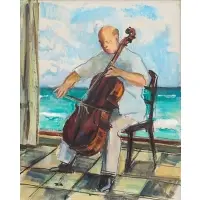 Rudolf Jacobi, Pau Casals (1876-1973) on Cello, Oil on canvas