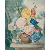 Maria Margaretha van Os, Still-life of Flowers with Butterfly, Watercolor on paper