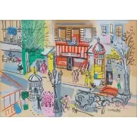 Charles Cobelle, A Street Scene in Paris, Gouache on paper