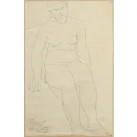 Joe Stefanelli, Study of a Female Nude, 1958, Pencil on paper