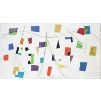 James Meikle Guy, Untitled (Geometric Color Composition), Mixed media and oil on canvas