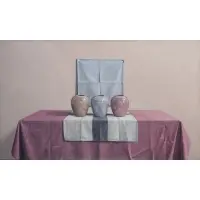 James B. Moore, Three Vases, 1988, Oil on linen