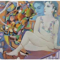 Pasquale Monaco, Nude couple, Oil on canvas