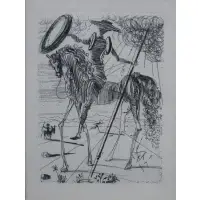 Don Quixote by Salvador Dalí, Etching framed behind glass, sold May 2025