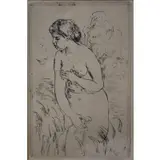 Pierre-Auguste Renoir, Baigneuse debout, a mi-jambes, Etching framed behind glass