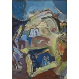 Mordechai Levanon, Untitled, – Israel Gouache and Watercolor of Israeli landscape with figures