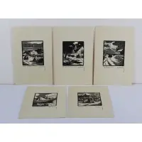 Alfred Marzin, Untitled, 5 Woodcuts Five woodcuts of French scenes, unframed
