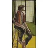 Alex Grig, Oil on canvas, Oil On Canvas Boy seated on stool