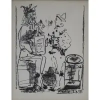 Untitled by Pablo Picasso, Print King and Jester, black and white print, sold May 2025