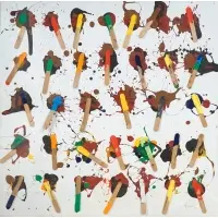 Russell, Popsicle's, Mixed media on board