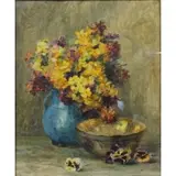 Paula Collas Primer, Floral Still Life, Framed watercolor
