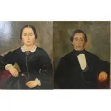 Louis Burg, Pair of Portraits, Oil on Canvas
