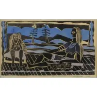 John Murray Barton, Untitled, Woodblock print, signed