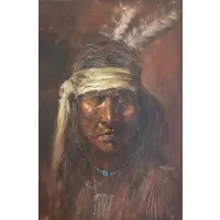 Jorge, TARALLO (Born 1951) Native American portrait, Oil on canvas signed and from a Gentleman's Hunting Lodge in Dutchess County, NY