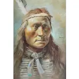 Jorge, TARALLO (Born 1951) Native American portrait, Oil on canvas signed and from a Gentleman's Hunting Lodge in Dutchess County, NY