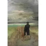 Raul Heredia, Untitled, Lady with dog, oil on canvas