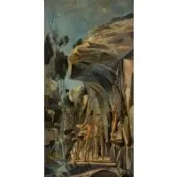 Robert Davison, Males Preparing to Swim, Oil on board