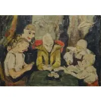 Gabriel Spat, Clowns, Oil on board