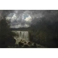 Florence Pfeiffer, After the Storm'- Waterfall Landscape, Oil on canvas