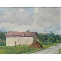 Italian Road by Luigi Lucioni, Oil on board, sold Feb 2025