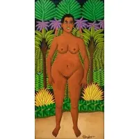 Salnave Philippe-Auguste, Full-Length Female Nude, Oil on board