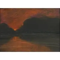 Geoffrey Holder, Sunset Bay, Pastel crayon on black paper, Signed and dated lower left