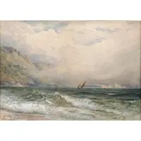 William Trost Richards, Off the Coast, Watercolor and gouache on paper