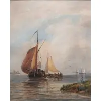 Thomas Bush Hardy, On the Maas, Watercolor heightened with bodycolor on paper