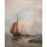 Thomas Bush Hardy, On the Maas, Watercolor heightened with bodycolor on paper