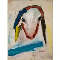 Sheep by Menashe Kadishman, Acrylic on canvas, sold Jan 2025