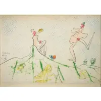 Untitled by Roberto Matta, Mixed media pencil and pastel on paper, sold Jan 2025