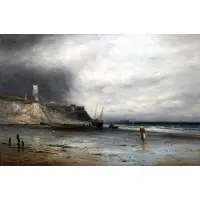 Gustave de Breanski, On the Beach at Cromer, Norfolk, Oil on canvas