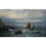 William Thornley, Seascape, Off the Coast of Whitby, Yorks, England, Oil on canvas