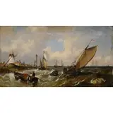 Senior James Meadows, No. 2 Fishing Smack Bearing to Windward Coast of Brittany, France, Oil on canvas