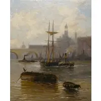John Hayes, River Thames at London Bridge, Oil on canvas