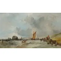 Alfred Montague, Hulks on the Medway, Oil on canvas