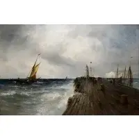 Gustave de Breanski, Fishing Boats Making for Port, Oil on canvas