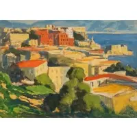 Frank S. Herrmann, Naples, Italy, Gouache on board
